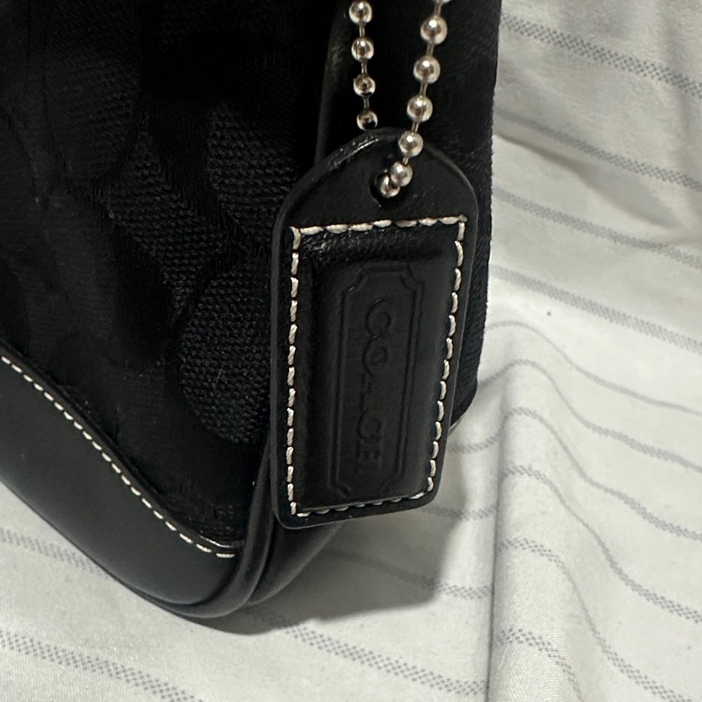 Coach Signature Demi Mini Pouch Hand Bag Canvas Leather Black 6094 - Picture 7 of 7
